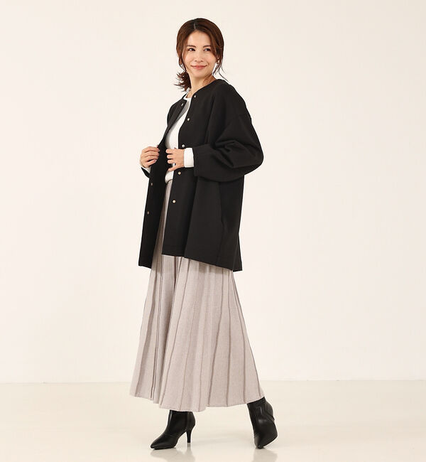 abahouse mavie「シルキーダンボールハーフコート」|ノーカラーコート|