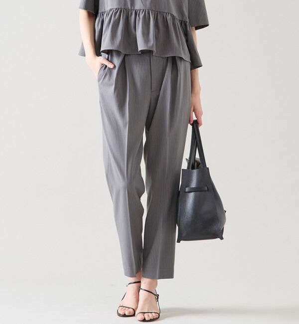 TIARA「タックテーパードパンツ（セットアップ可）」|その他|グレーストライプ