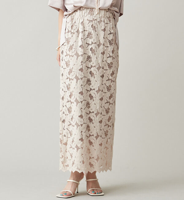 Liesse「レースタイトスカート（セットアップ対応）」|スカート|ベージュ