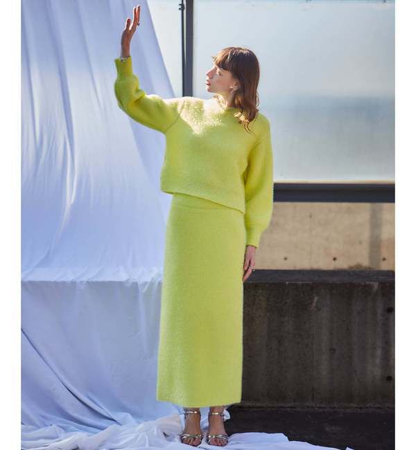 Soffitto「フィルムラメニットスカート」|スカート|グリーン系その他