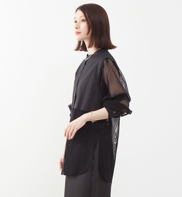 SOFFITTO「コットン&times;チュールMIXブラウス」|シャツ・ブラウス|