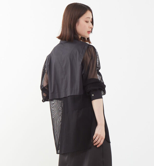 SOFFITTO「コットン&times;チュールMIXブラウス」|シャツ・ブラウス|