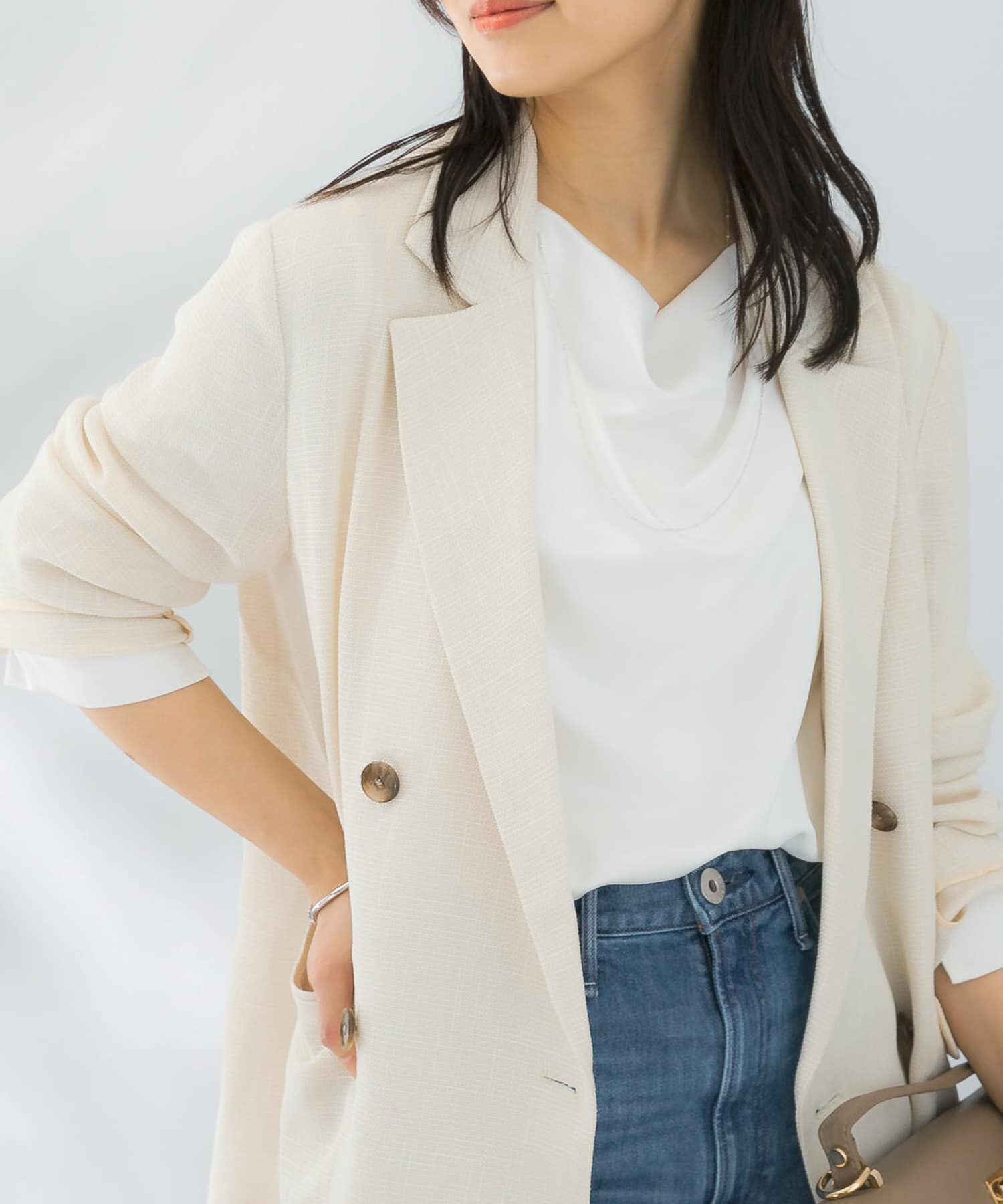 URBAN RESEARCH ROSSO「ドレープネックサテンブラウス」|シャツ・ブラウス|