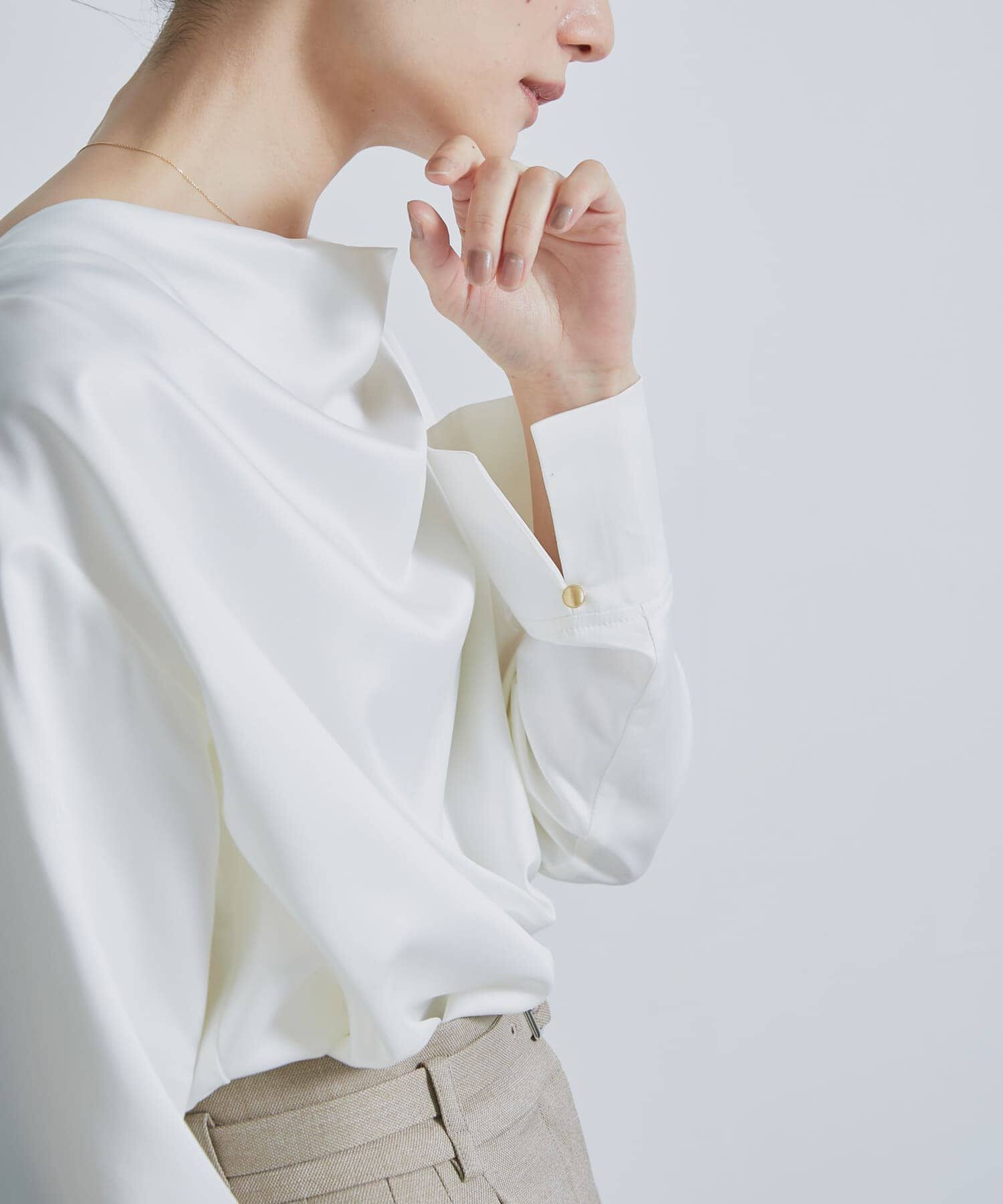 URBAN RESEARCH ROSSO「ドレープネックサテンブラウス」|シャツ・ブラウス|