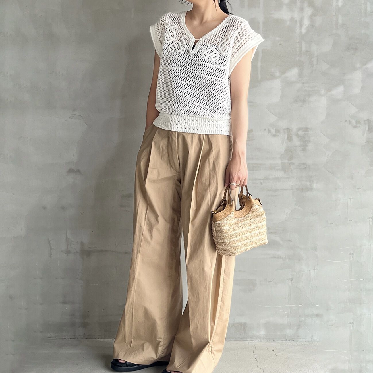  「uca MESH x EMBROIDAERY NOSLEEVE」|Tシャツ・カットソー|