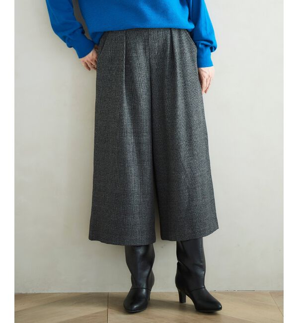 le.coeur blanc「ツイードライクワイドクロップドパンツ」|スラックス|グレー柄