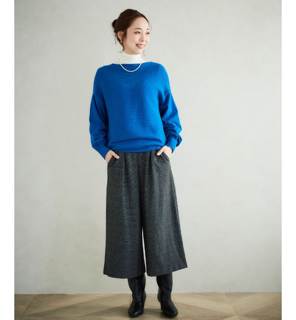 le.coeur blanc「ツイードライクワイドクロップドパンツ」|スラックス|