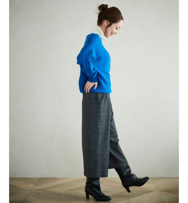 le.coeur blanc「ツイードライクワイドクロップドパンツ」|スラックス|