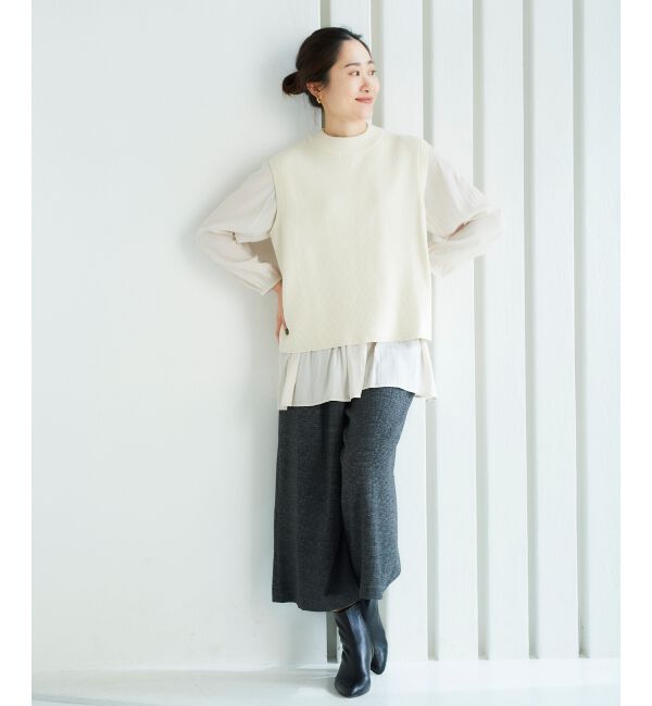 le.coeur blanc「ツイードライクワイドクロップドパンツ」|スラックス|