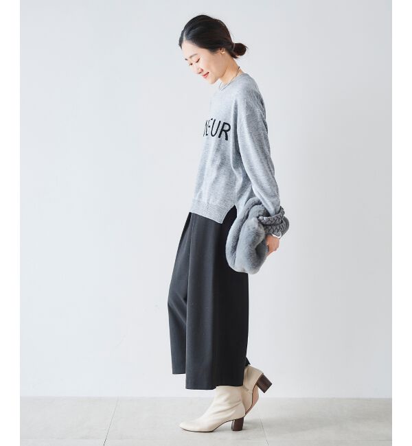 le.coeur blanc「ツイードライクワイドクロップドパンツ」|スラックス|