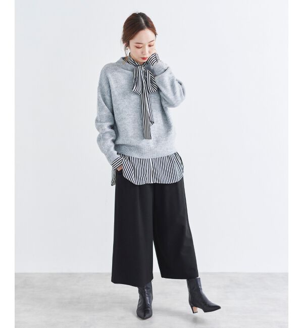 le.coeur blanc「ツイードライクワイドクロップドパンツ」|スラックス|