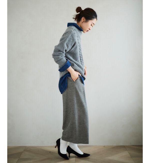 le.coeur blanc「ツイードライクワイドクロップドパンツ」|スラックス|