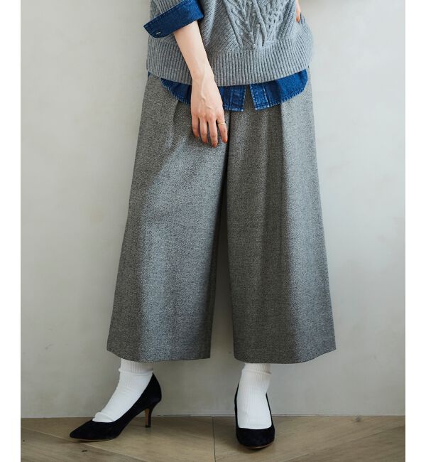 le.coeur blanc「ツイードライクワイドクロップドパンツ」|スラックス|