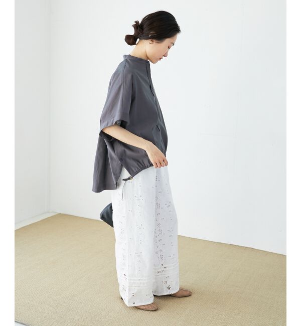  「《手洗い可能》シアー麻シャンブレードロストギャザーシャツ」|シャツ・ブラウス|