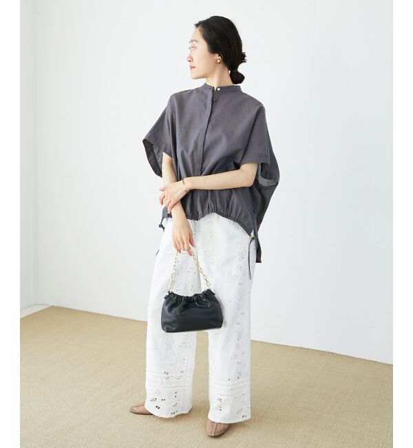  「《手洗い可能》シアー麻シャンブレードロストギャザーシャツ」|シャツ・ブラウス|