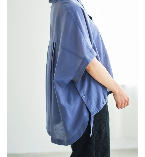  「《手洗い可能》シアー麻シャンブレードロストギャザーシャツ」|シャツ・ブラウス|