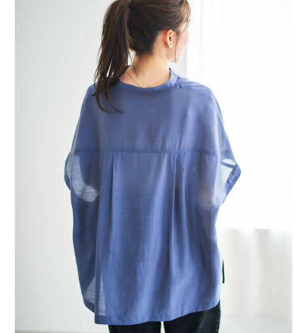  「《手洗い可能》シアー麻シャンブレードロストギャザーシャツ」|シャツ・ブラウス|