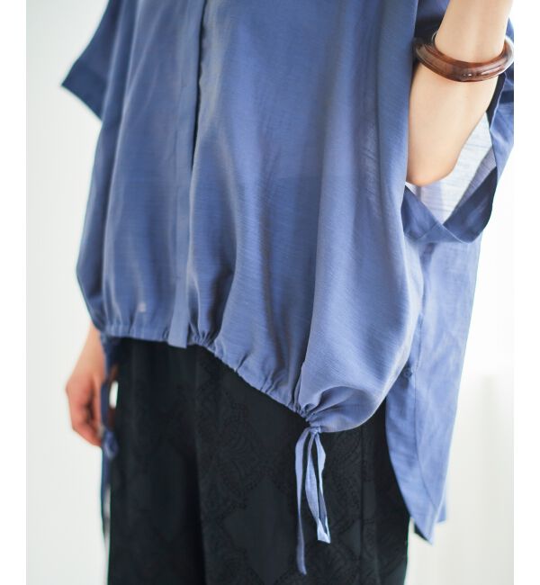  「《手洗い可能》シアー麻シャンブレードロストギャザーシャツ」|シャツ・ブラウス|
