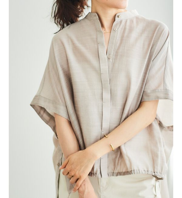  「《手洗い可能》シアー麻シャンブレードロストギャザーシャツ」|シャツ・ブラウス|