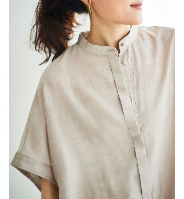 「《手洗い可能》シアー麻シャンブレードロストギャザーシャツ」|シャツ・ブラウス|