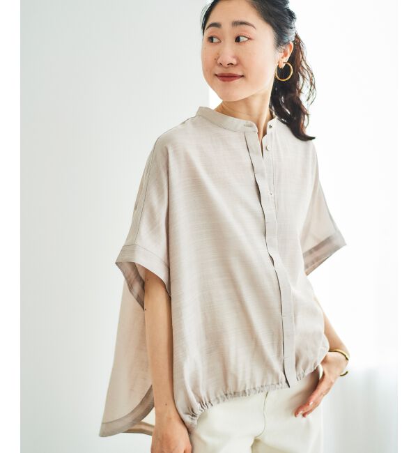  「《手洗い可能》シアー麻シャンブレードロストギャザーシャツ」|シャツ・ブラウス|