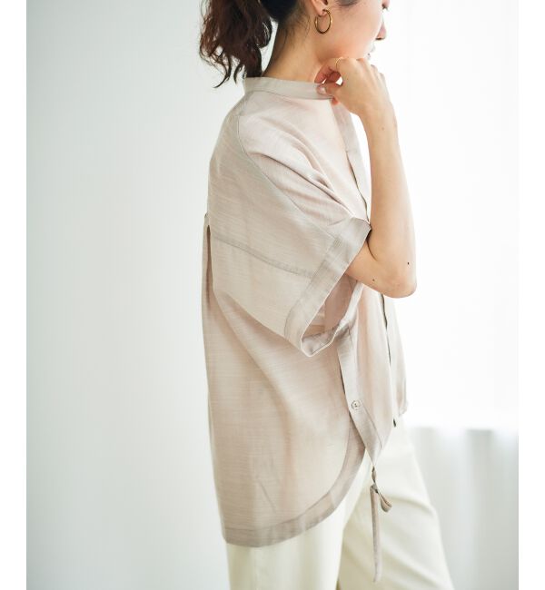  「《手洗い可能》シアー麻シャンブレードロストギャザーシャツ」|シャツ・ブラウス|