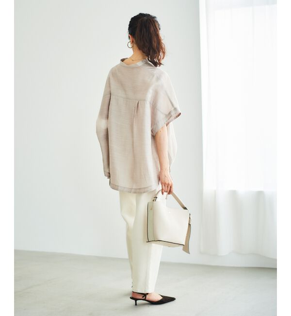  「《手洗い可能》シアー麻シャンブレードロストギャザーシャツ」|シャツ・ブラウス|
