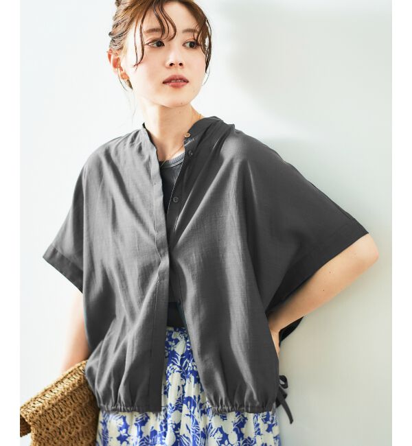  「《手洗い可能》シアー麻シャンブレードロストギャザーシャツ」|シャツ・ブラウス|