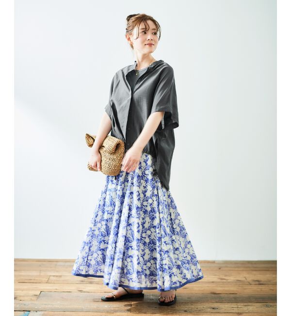  「《手洗い可能》シアー麻シャンブレードロストギャザーシャツ」|シャツ・ブラウス|