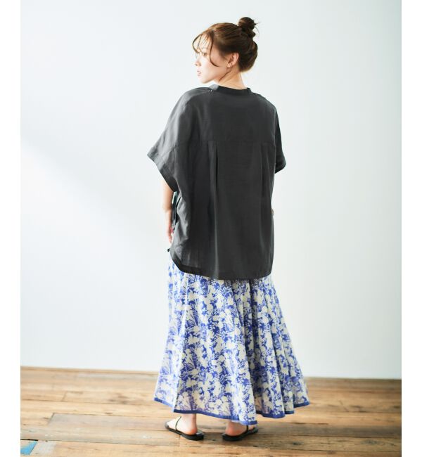  「《手洗い可能》シアー麻シャンブレードロストギャザーシャツ」|シャツ・ブラウス|