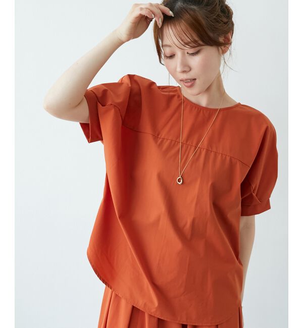  「《接触冷感》ナイロンストレッチスリーブタックブラウス」|シャツ・ブラウス|