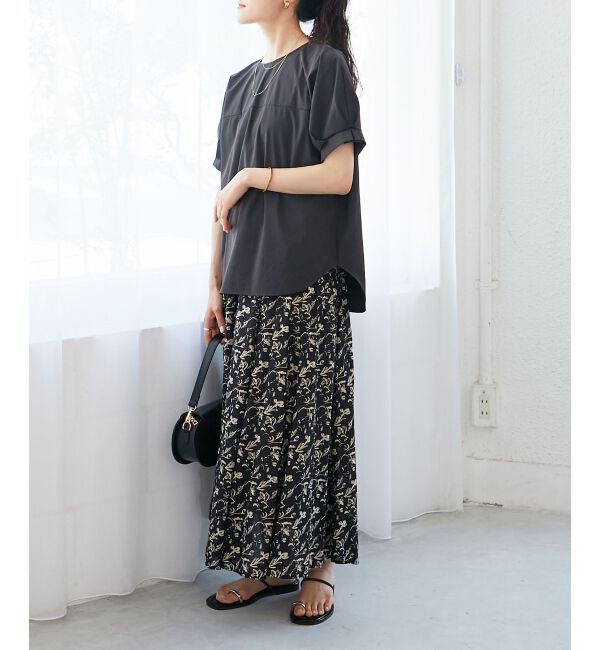  「《接触冷感》ナイロンストレッチスリーブタックブラウス」|シャツ・ブラウス|