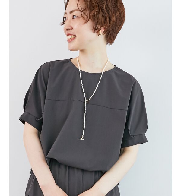  「《接触冷感》ナイロンストレッチスリーブタックブラウス」|シャツ・ブラウス|