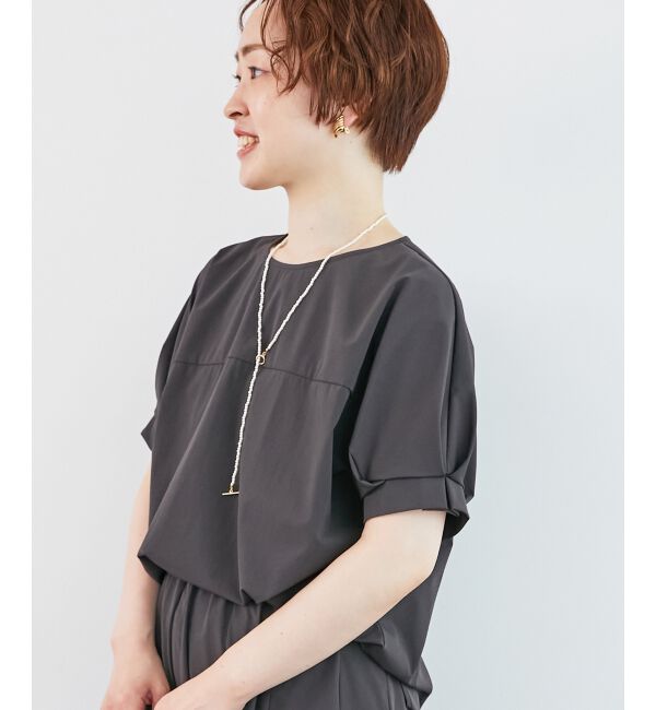  「《接触冷感》ナイロンストレッチスリーブタックブラウス」|シャツ・ブラウス|