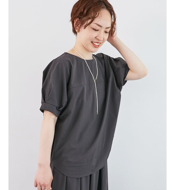  「《接触冷感》ナイロンストレッチスリーブタックブラウス」|シャツ・ブラウス|