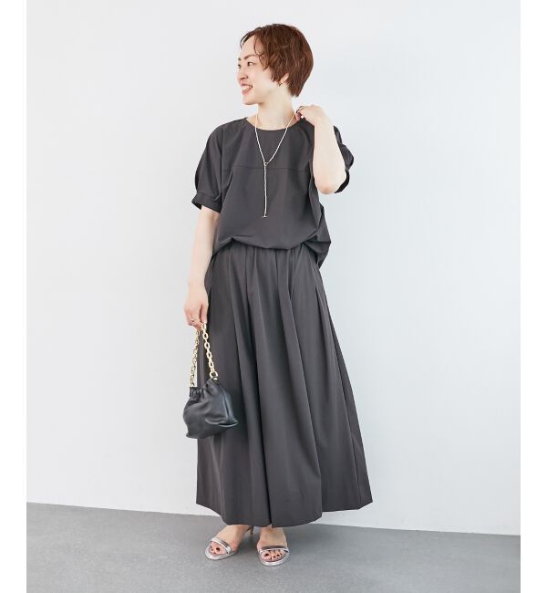  「《接触冷感》ナイロンストレッチスリーブタックブラウス」|シャツ・ブラウス|