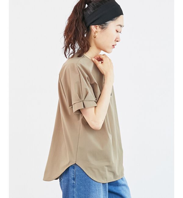 「《接触冷感》ナイロンストレッチスリーブタックブラウス」|シャツ・ブラウス|