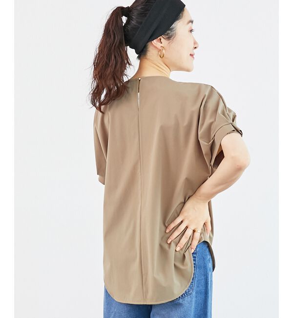  「《接触冷感》ナイロンストレッチスリーブタックブラウス」|シャツ・ブラウス|