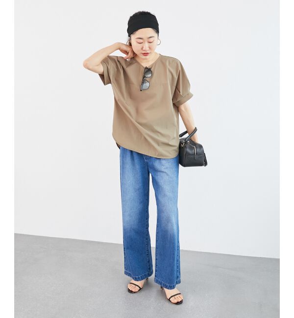  「《接触冷感》ナイロンストレッチスリーブタックブラウス」|シャツ・ブラウス|