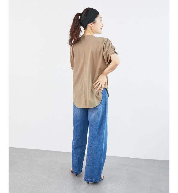  「《接触冷感》ナイロンストレッチスリーブタックブラウス」|シャツ・ブラウス|