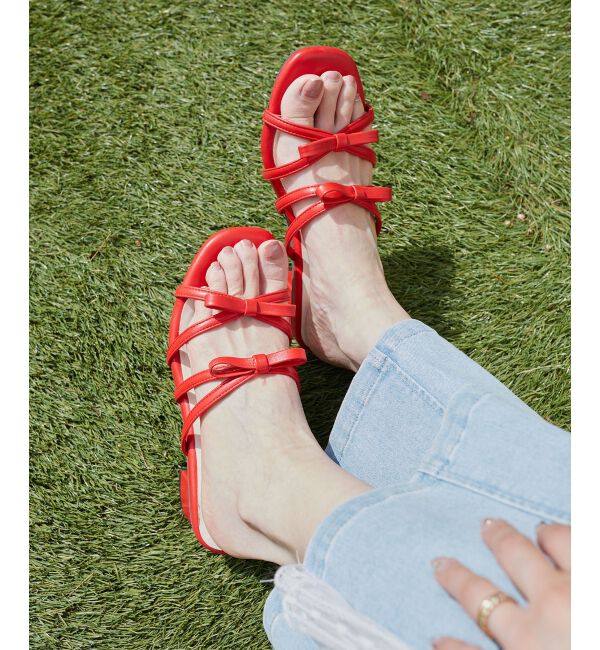  「◇ダブルリボンサンダル」|サンダル|