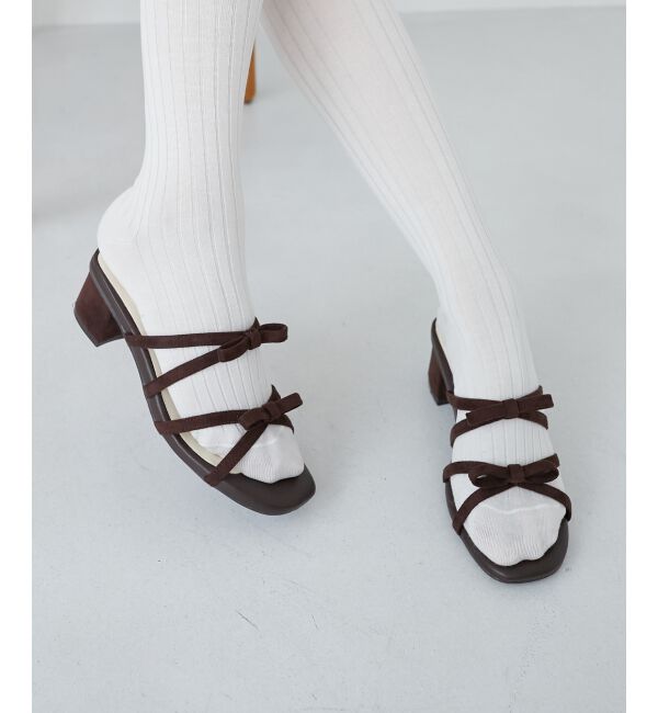  「◇ダブルリボンサンダル」|サンダル|ブラウン