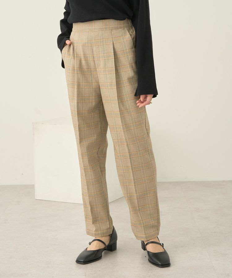 earth music&ecology「裏起毛テーパードパンツ」|その他|チェックブラウン