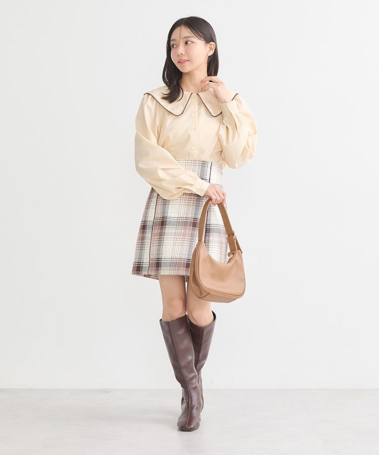 earth music&ecology「コットンツイルチェックミニスカート」|スカート|