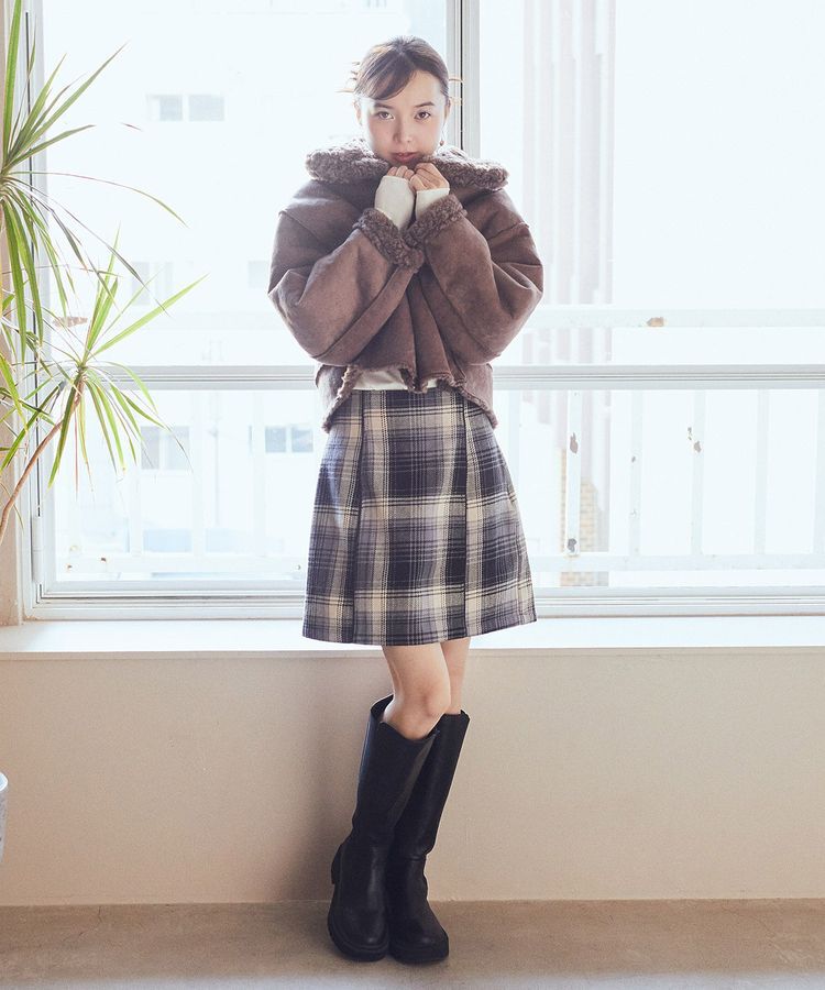 earth music&ecology「コットンツイルチェックミニスカート」|スカート|