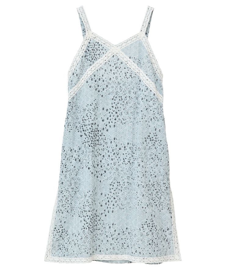 earth music&ecology「花柄プリントボーラー刺繍ミニキャミドレス」|ワンピース|