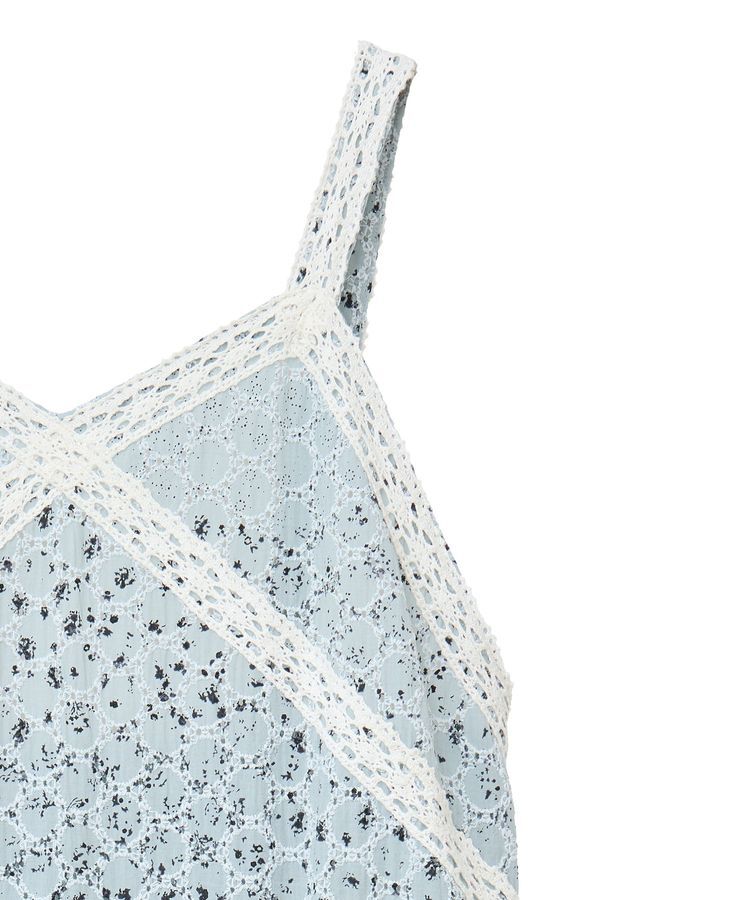 earth music&ecology「花柄プリントボーラー刺繍ミニキャミドレス」|ワンピース|