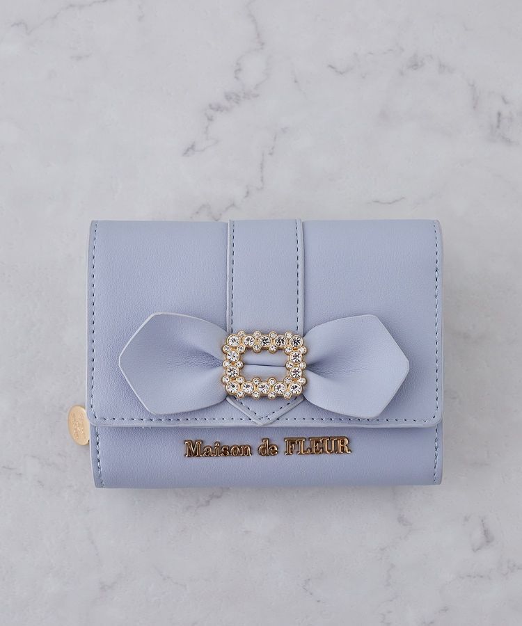 Maison de FLEUR「ビジューバックルリボンウォレット」|財布|アイスブルー