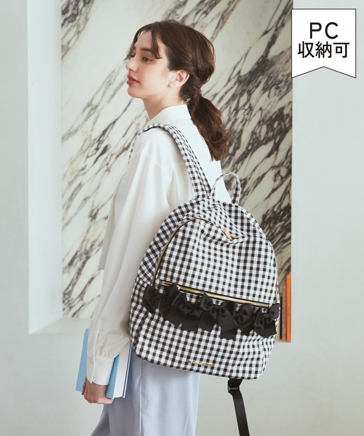 Maison de FLEUR「ギンガムフロントリボンリュック」|リュック|ブラック