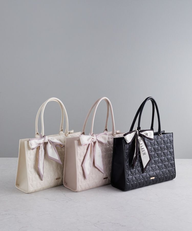 Maison de FLEUR「スカーフ付リボンキルティングトートバッグ」|トートバッグ|